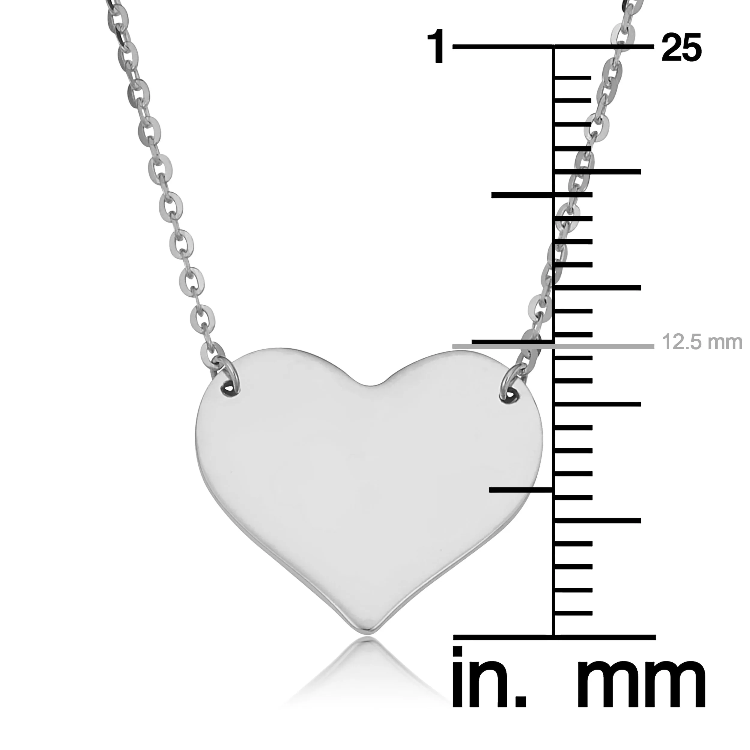 10k White Gold High Polish Heart Necklace (18 inch)