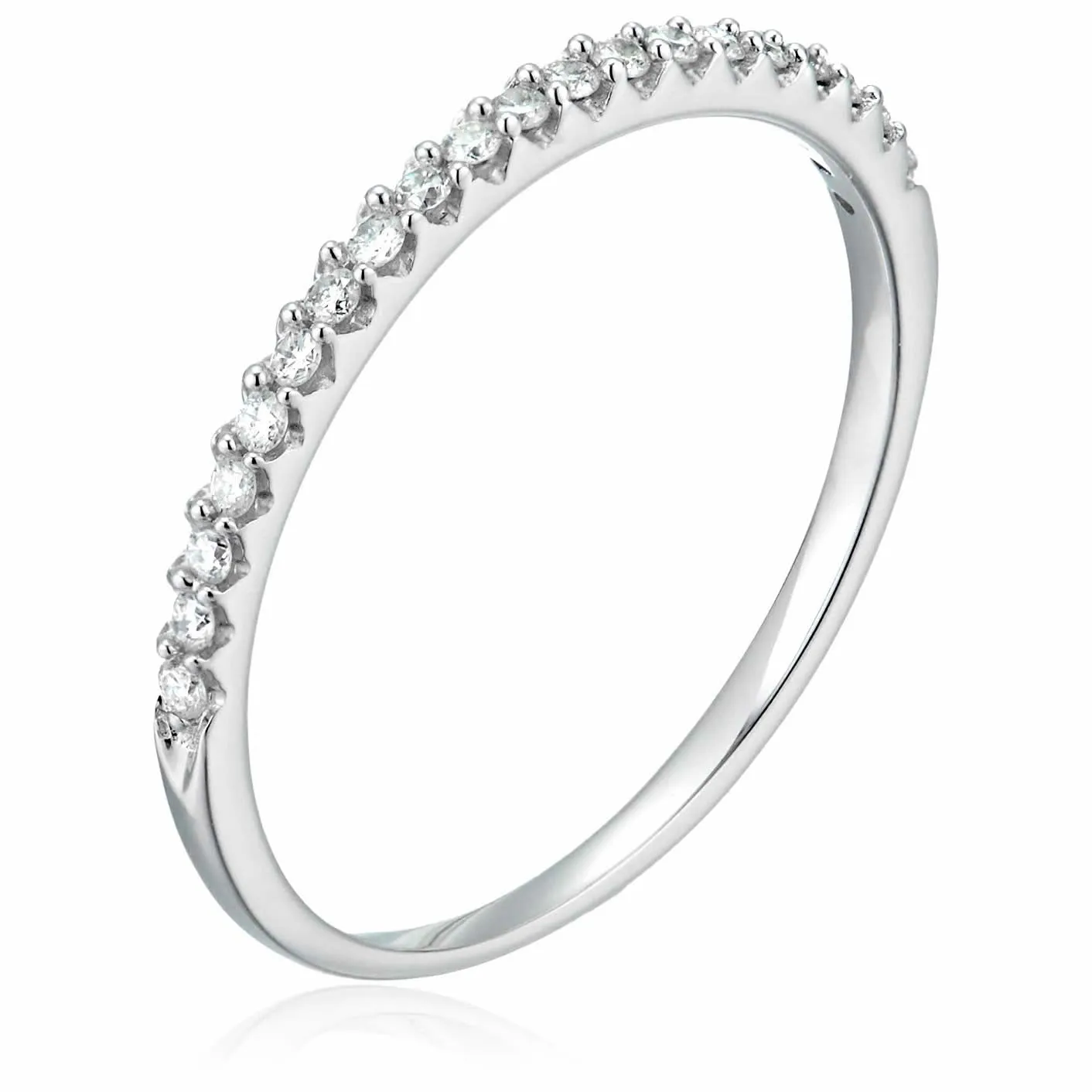 1/6 ctw Micropave Diamond Wedding Band in 14K White Gold Size 5