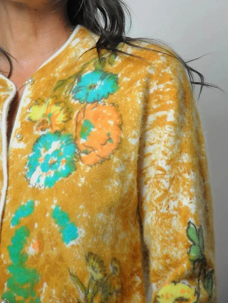 1960's Floral Angora Cardigan