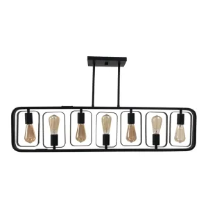 7-Light Modern Island Chandelier in Matte Black Finish – Customizable Height & Dynamic Design Options