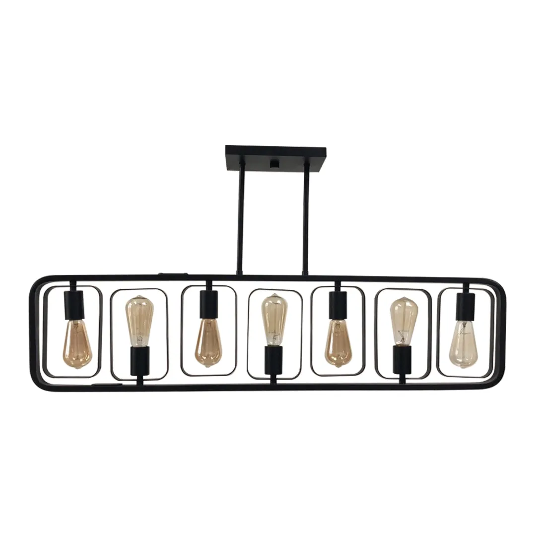 7-Light Modern Island Chandelier in Matte Black Finish – Customizable Height & Dynamic Design Options
