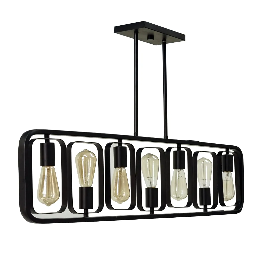 7-Light Modern Island Chandelier in Matte Black Finish – Customizable Height & Dynamic Design Options
