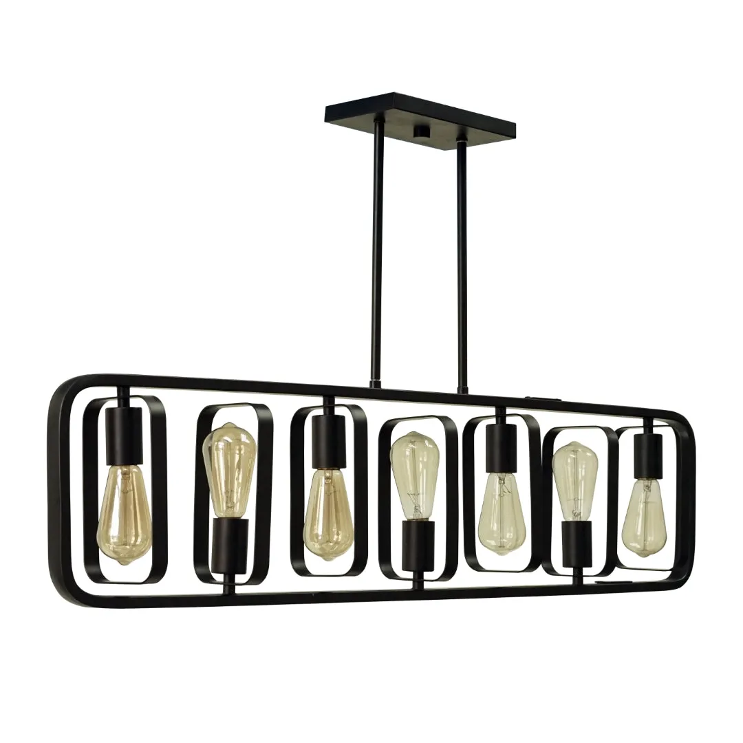 7-Light Modern Island Chandelier in Matte Black Finish – Customizable Height & Dynamic Design Options