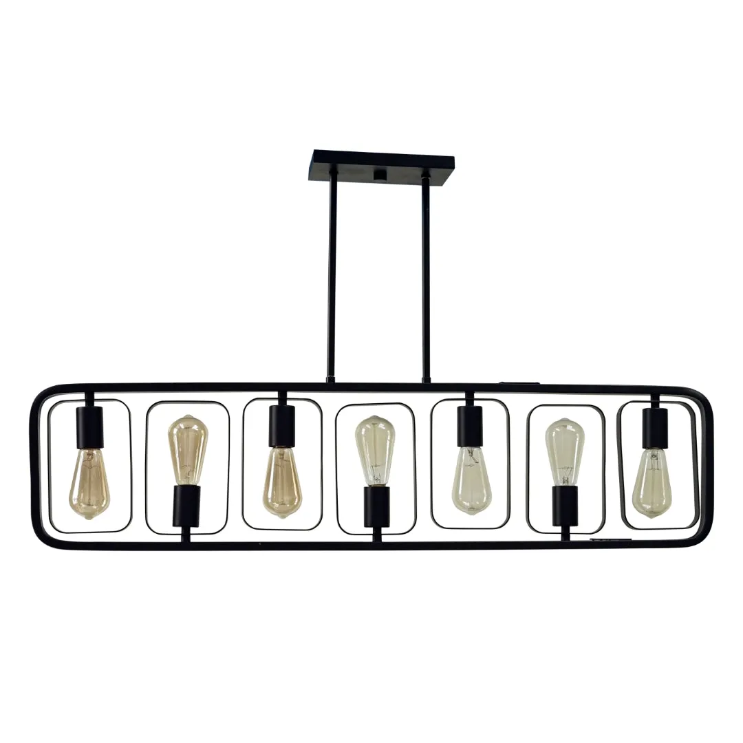 7-Light Modern Island Chandelier in Matte Black Finish – Customizable Height & Dynamic Design Options