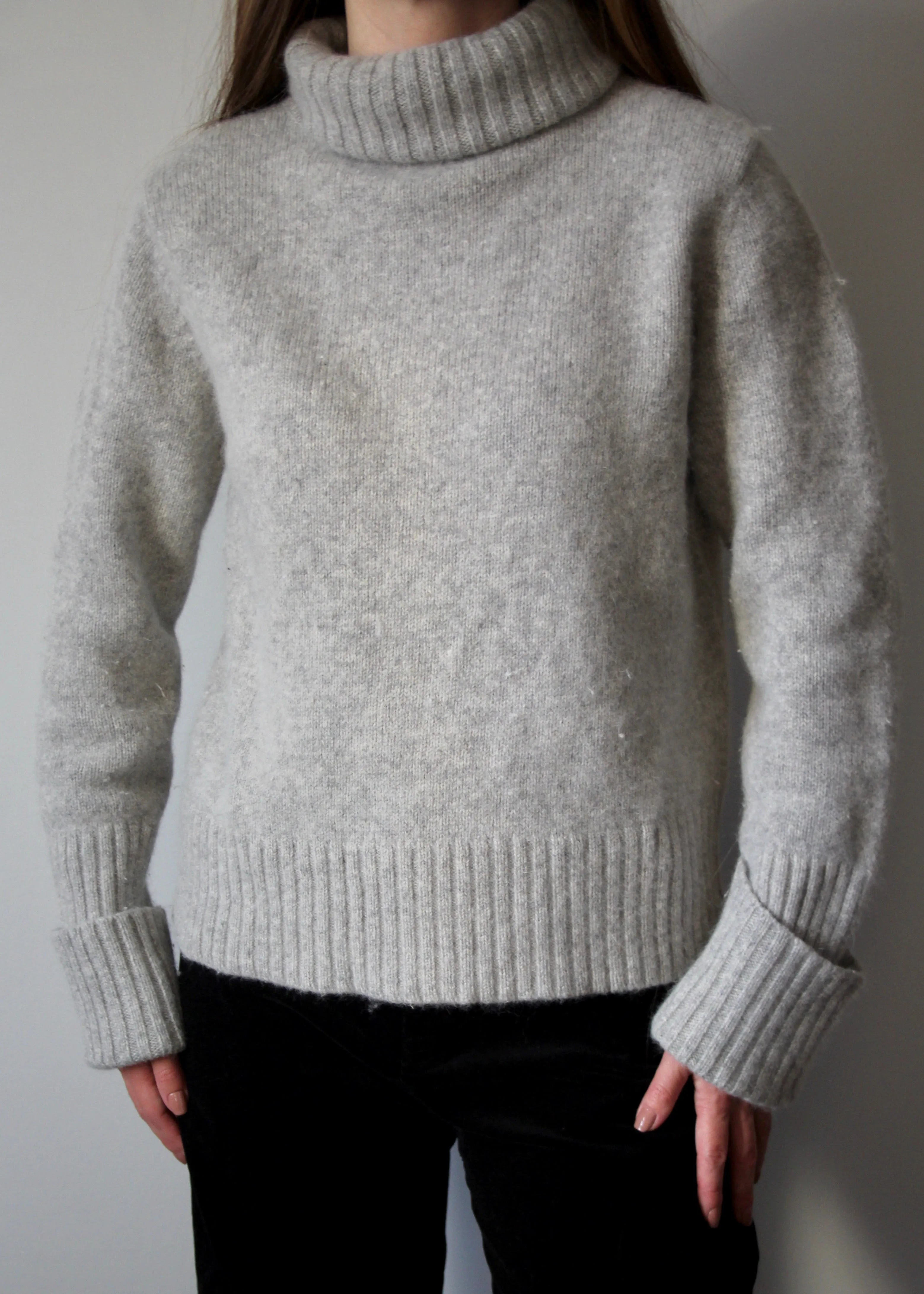90s Angora-Blend Heather Grey Turtleneck