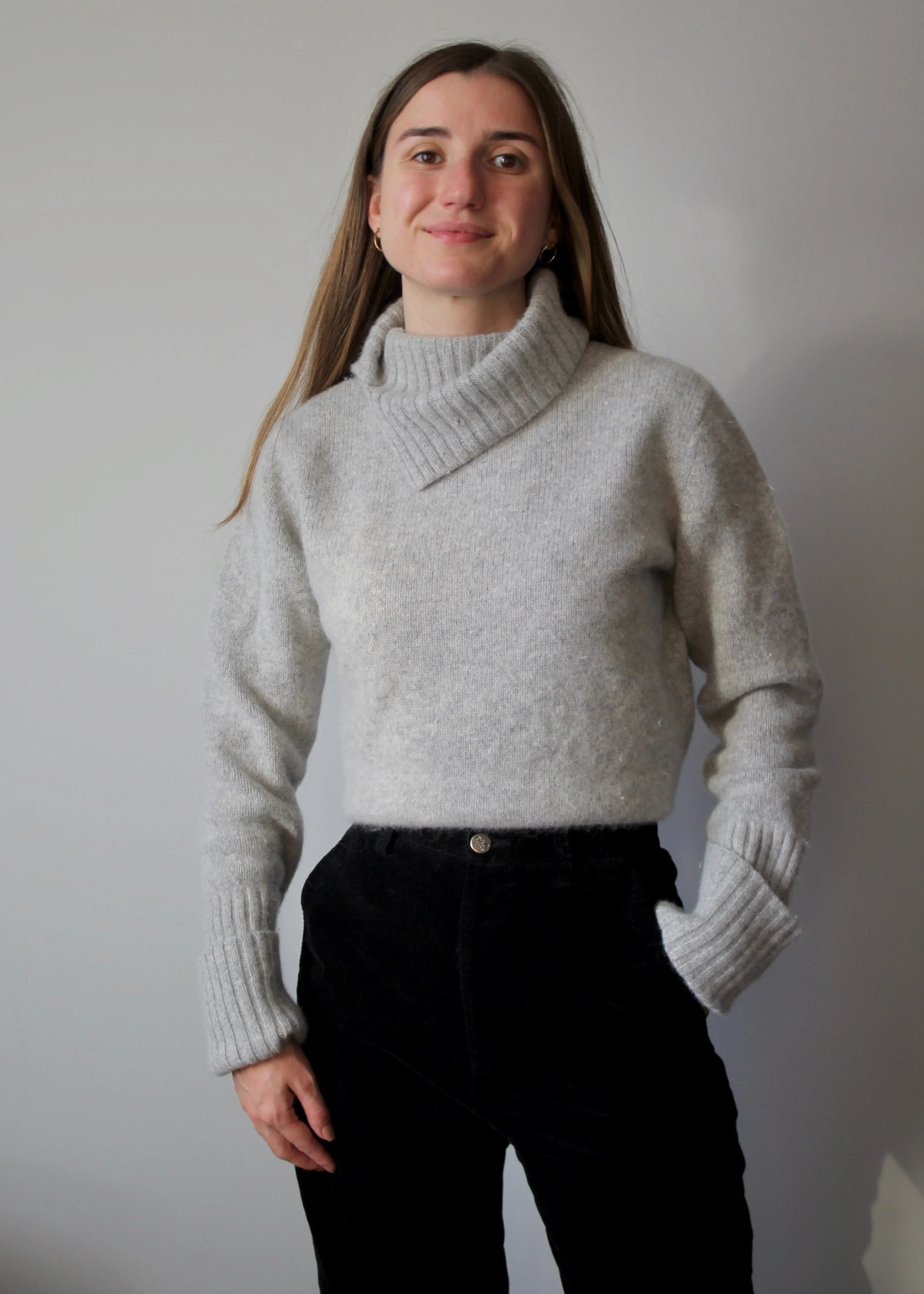 90s Angora-Blend Heather Grey Turtleneck