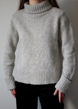 90s Angora-Blend Heather Grey Turtleneck