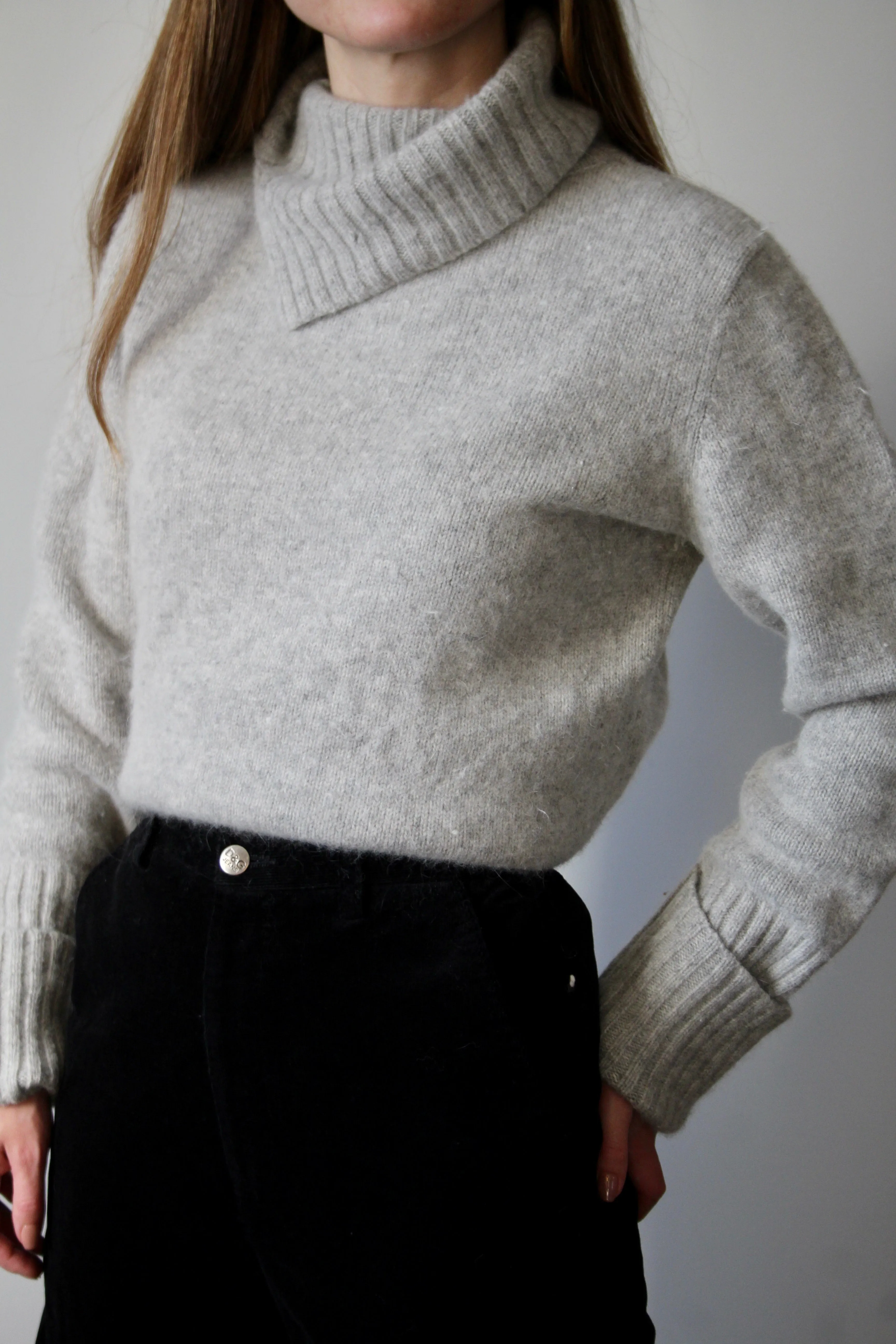 90s Angora-Blend Heather Grey Turtleneck