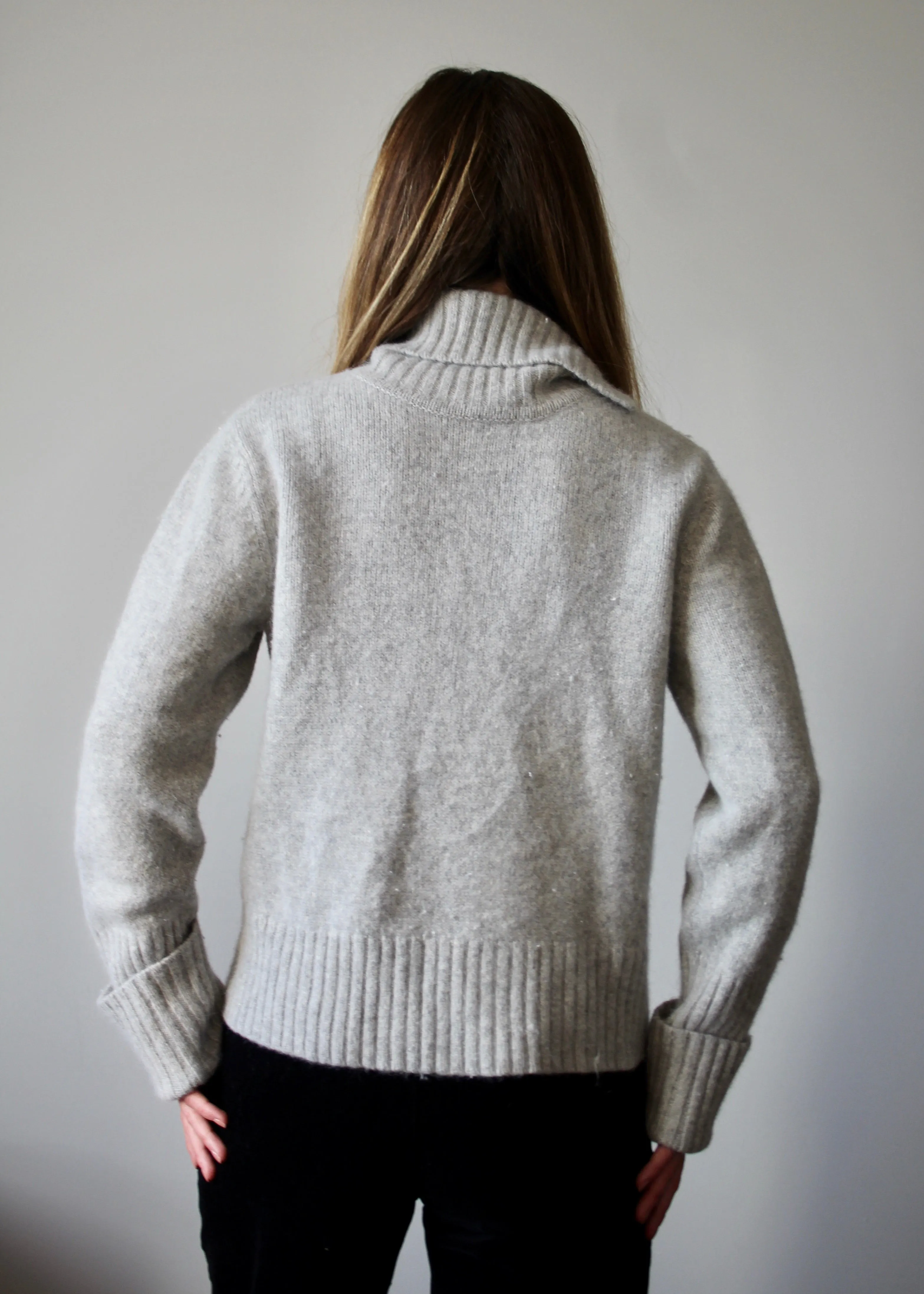 90s Angora-Blend Heather Grey Turtleneck