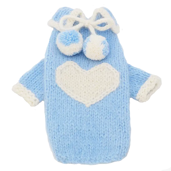 Angora Pom Pom Heart Sweater