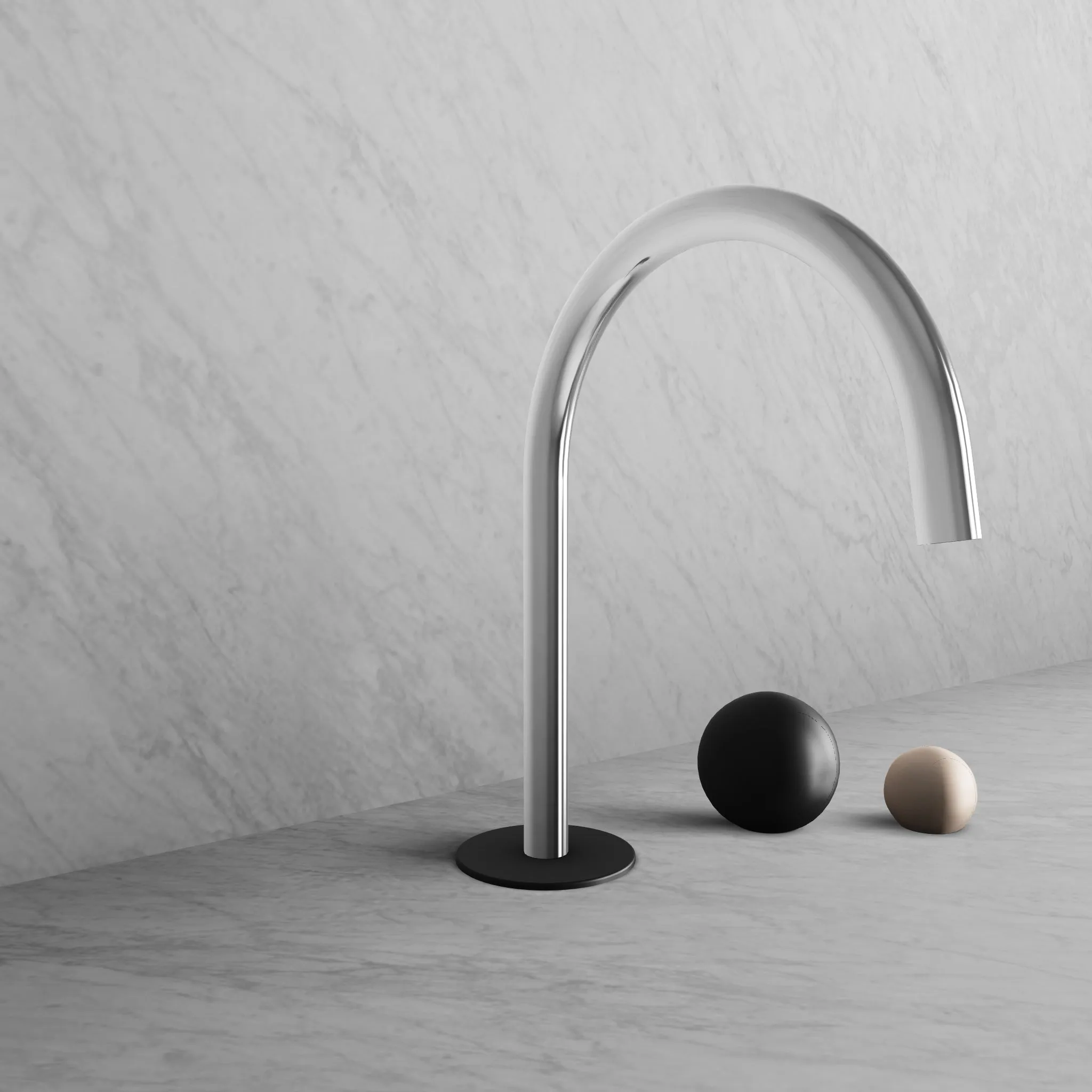 BARiL B35-8100-00L-CK-120 Wall-Mounted Lavatory Faucet Spout With Deck Mounted Handles