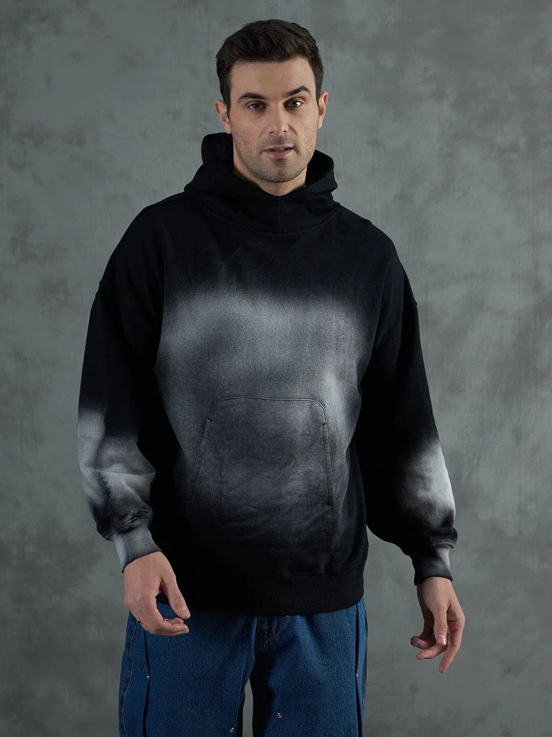 Black Smoke Dyed Oversized Hoodie