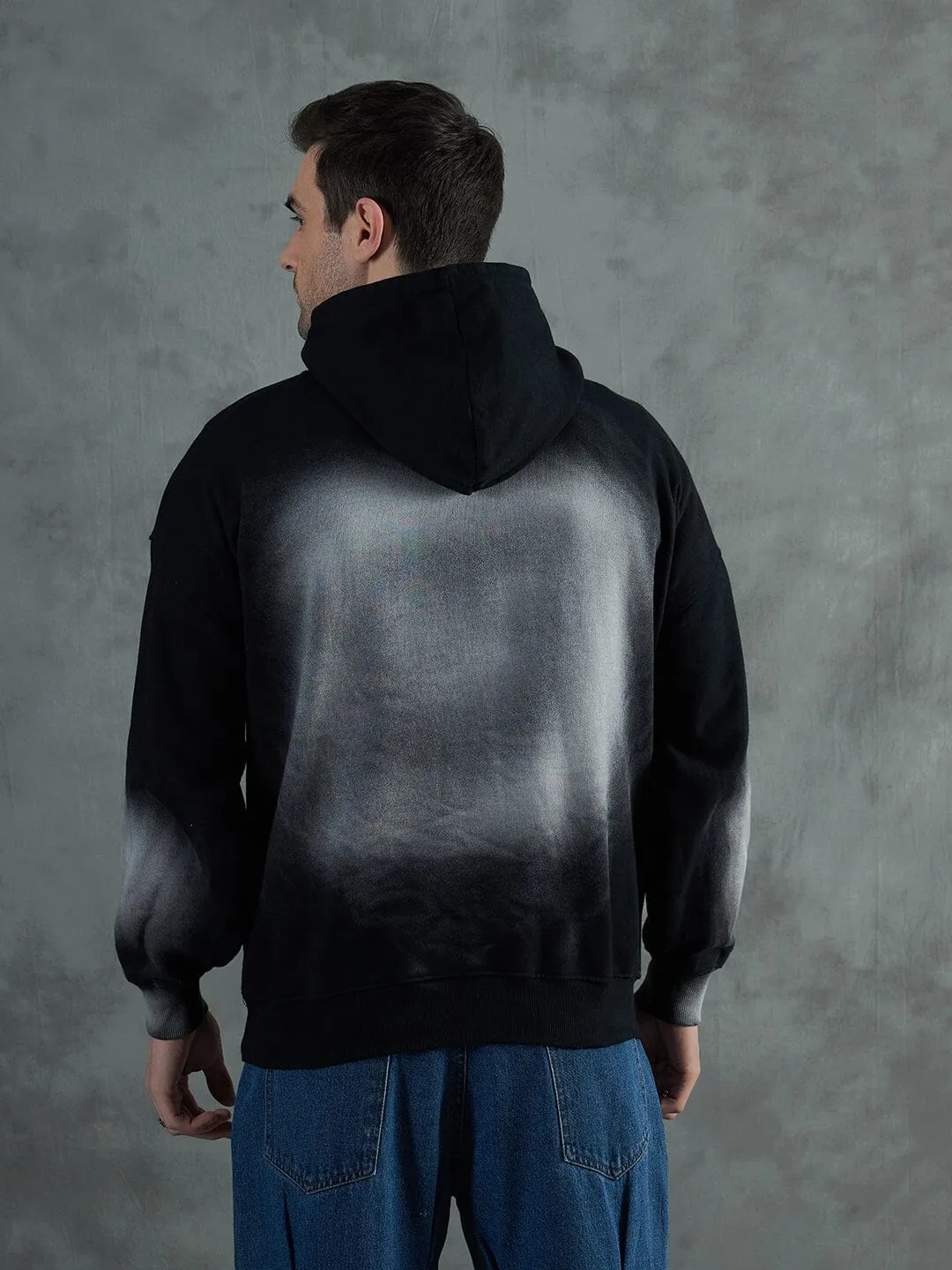 Black Smoke Dyed Oversized Hoodie