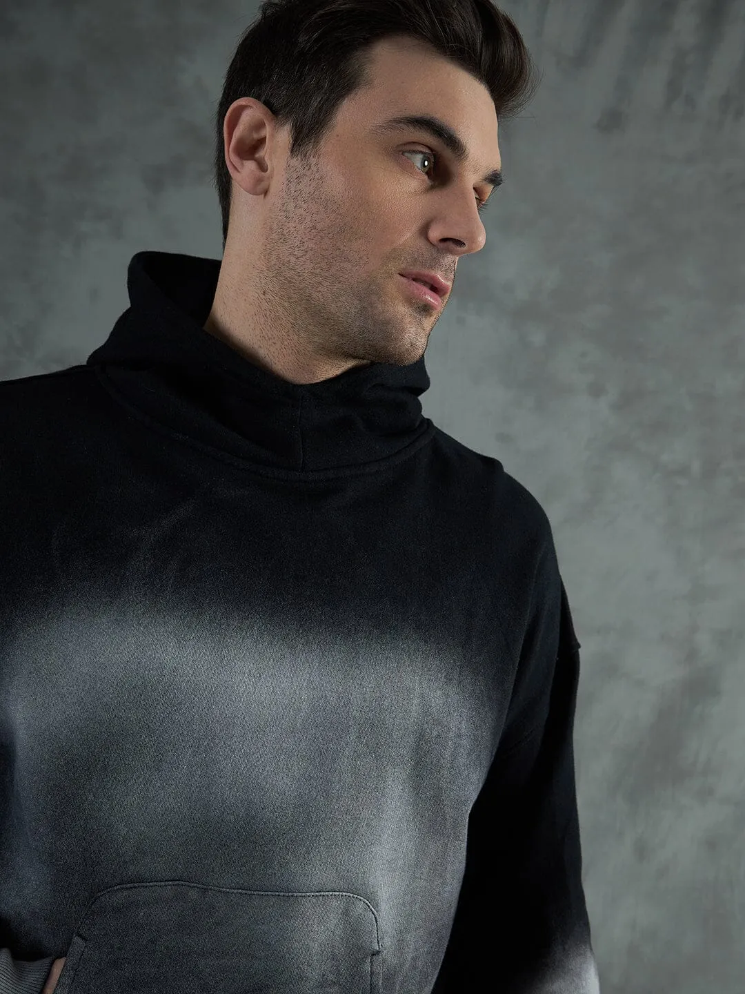 Black Smoke Dyed Oversized Hoodie