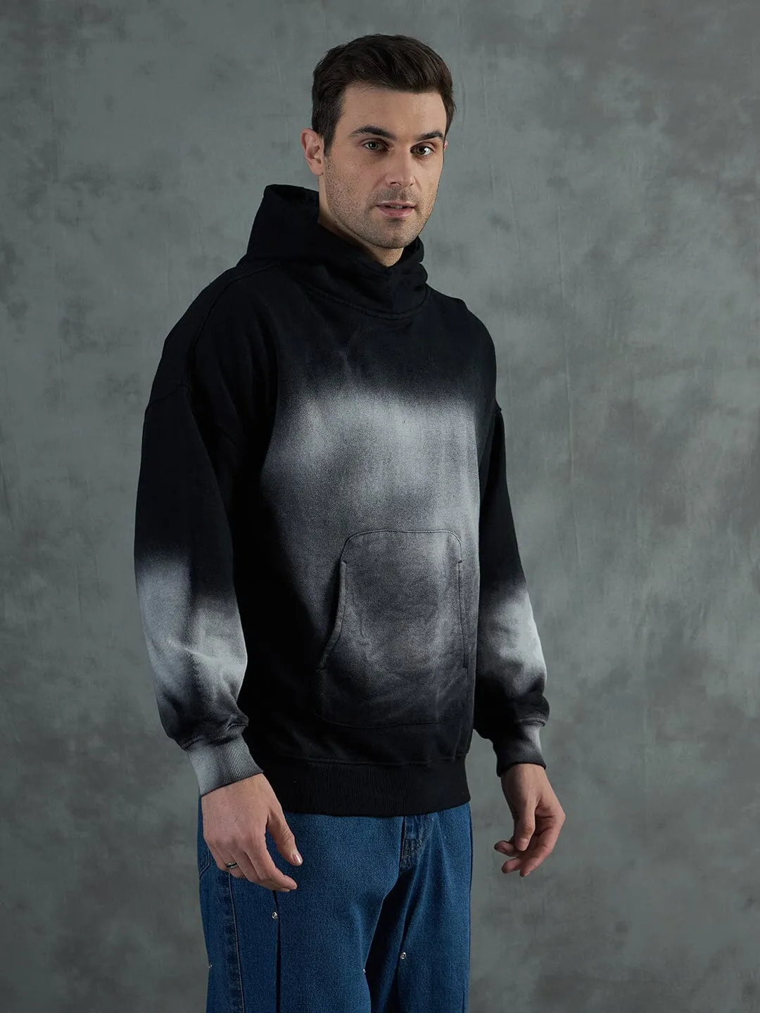Black Smoke Dyed Oversized Hoodie