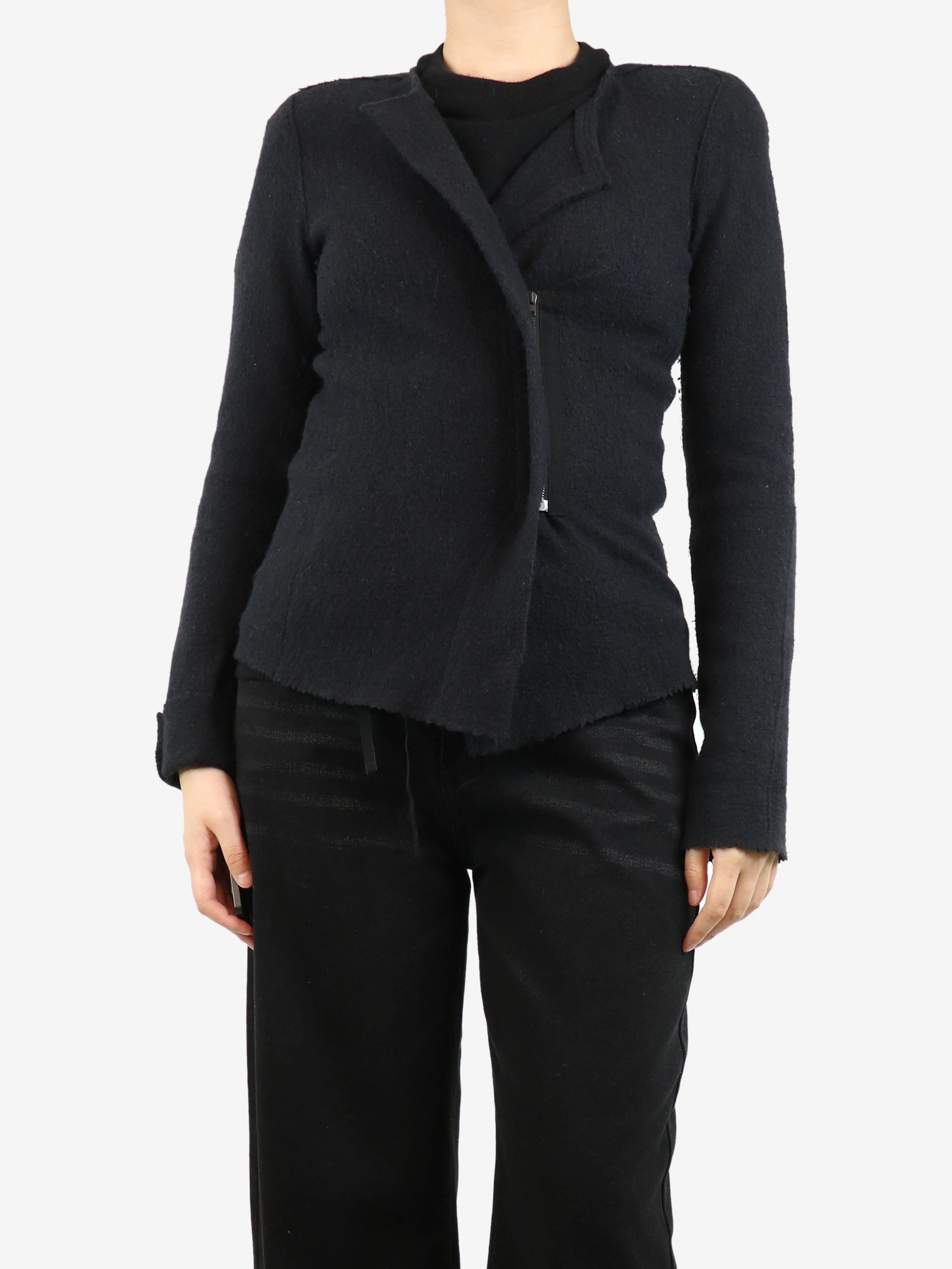 Black wool and angora-blend jacket - size UK 10