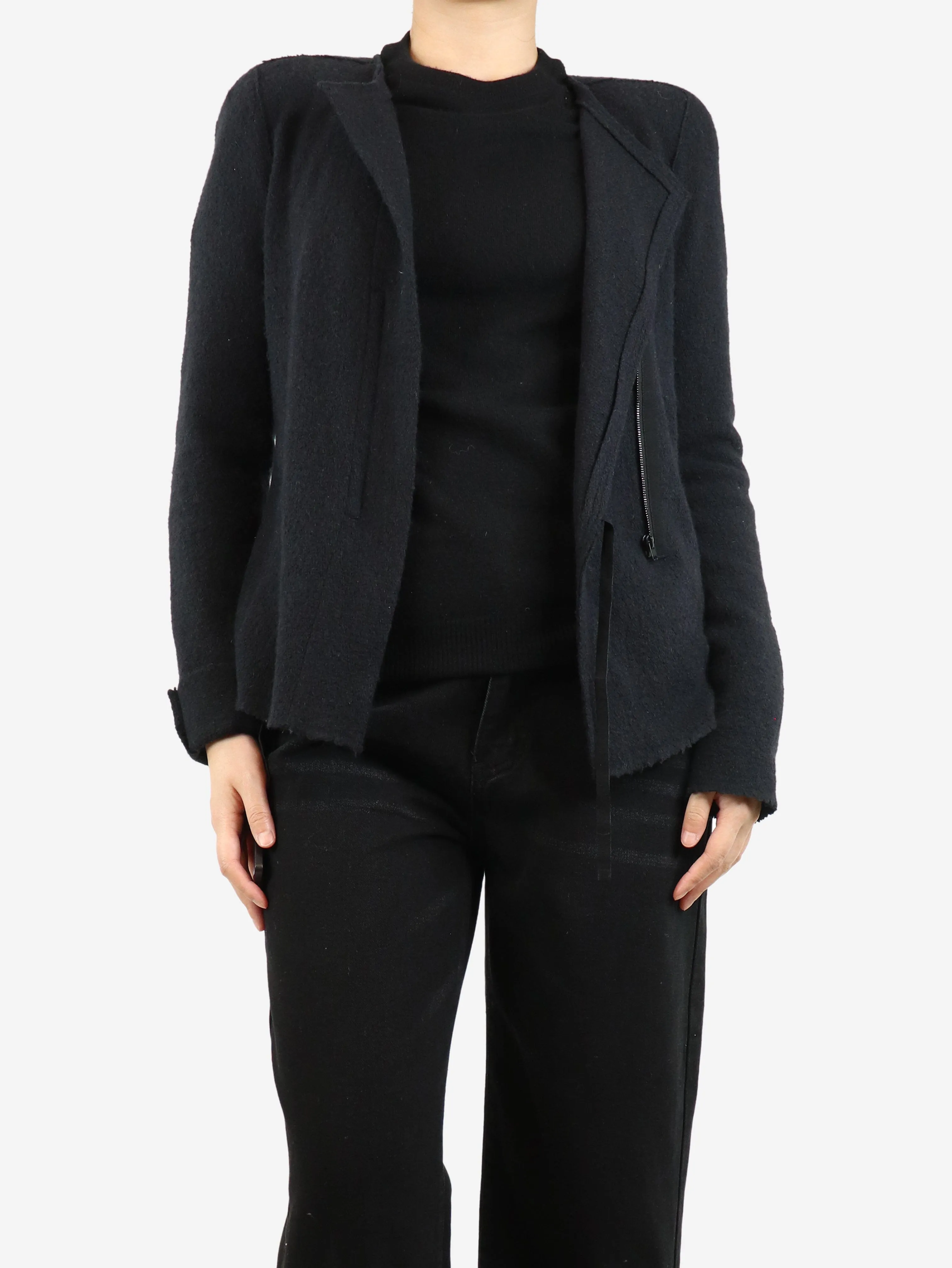 Black wool and angora-blend jacket - size UK 10