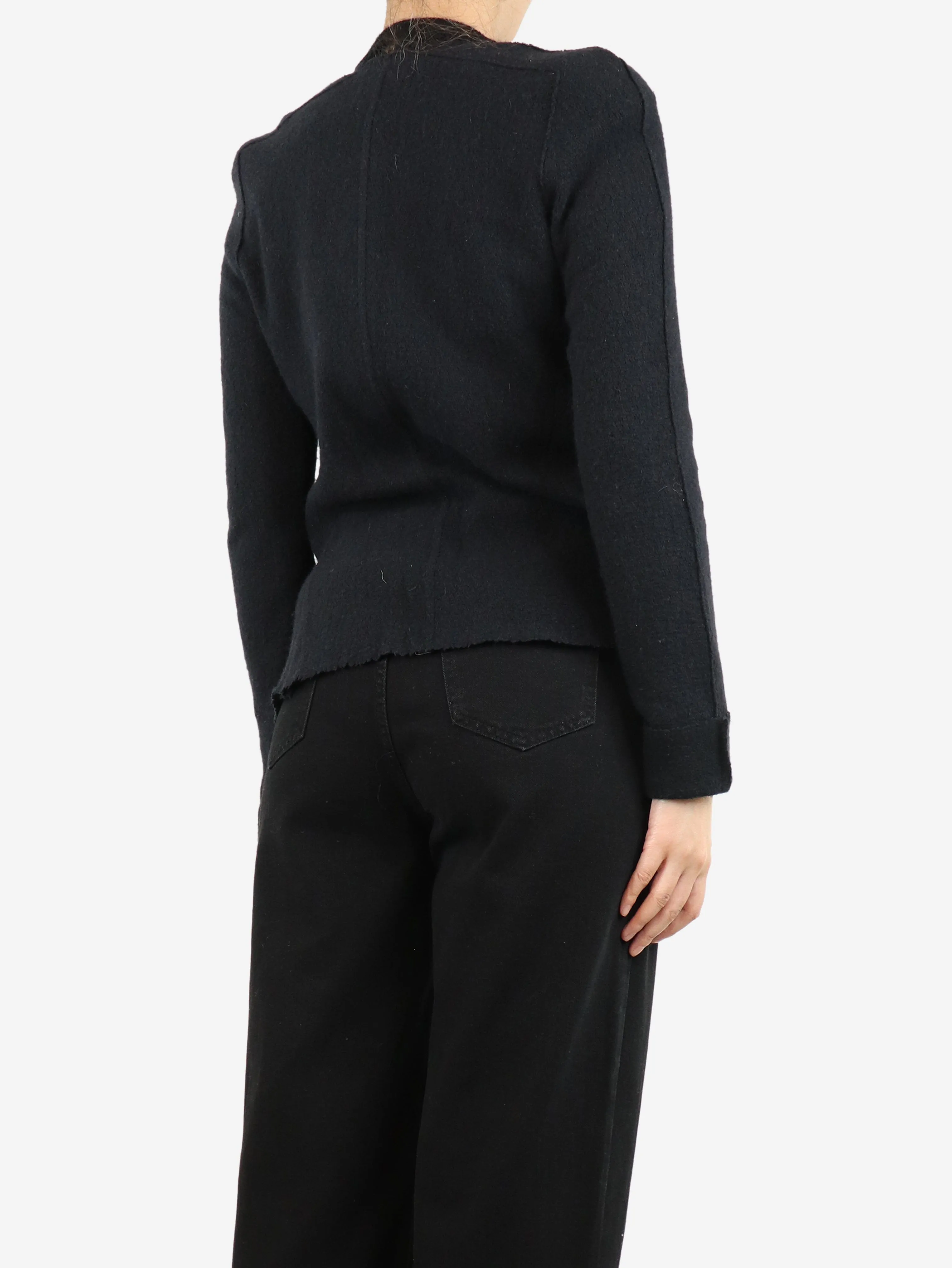 Black wool and angora-blend jacket - size UK 10