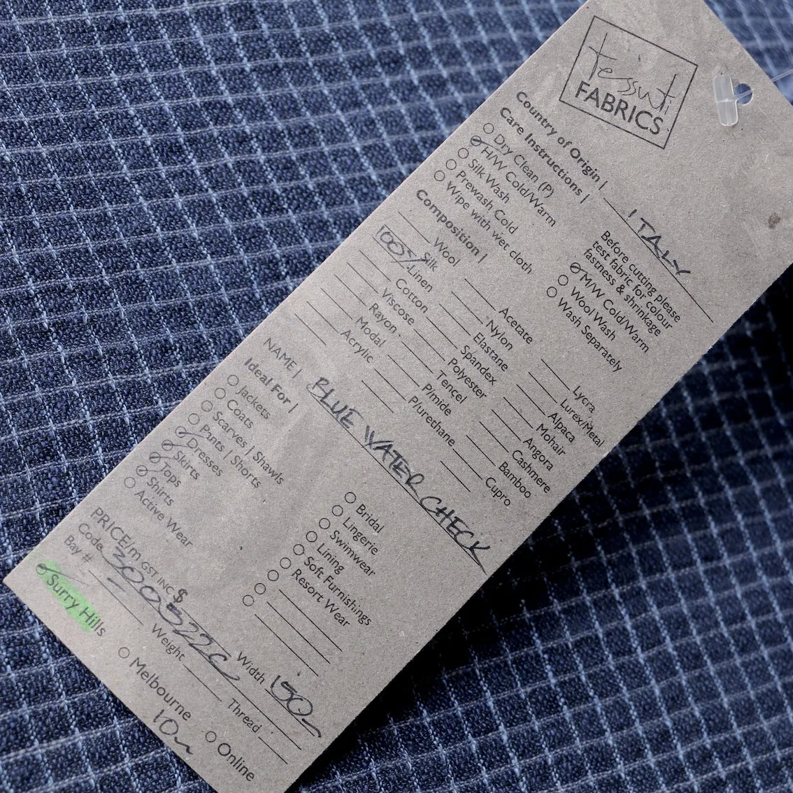 Blue Water Check Linen