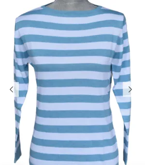 Blue Women's Pima Cotton Bold Stripe Tropical Blue