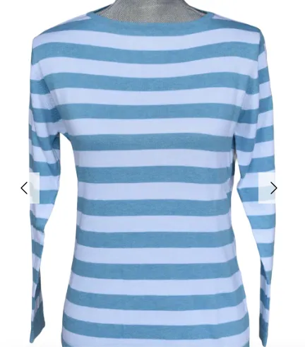 Blue Women's Pima Cotton Bold Stripe Tropical Blue