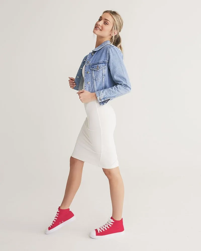 Bright Pink Red Women's High-top Canvas Sneakers | Women's | Bright Pure Pink Red | C0M100Y75K0
