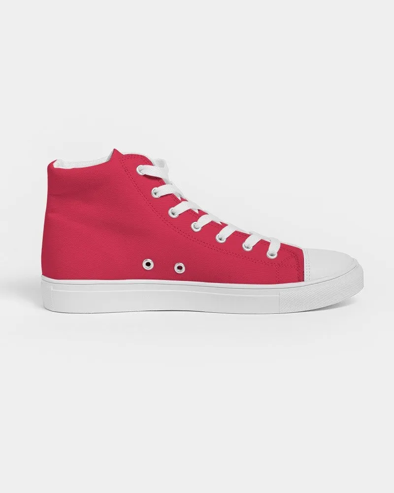 Bright Pink Red Women's High-top Canvas Sneakers | Women's | Bright Pure Pink Red | C0M100Y75K0