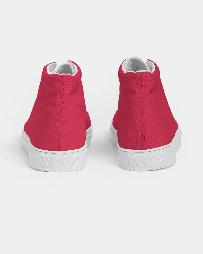 Bright Pink Red Women's High-top Canvas Sneakers | Women's | Bright Pure Pink Red | C0M100Y75K0