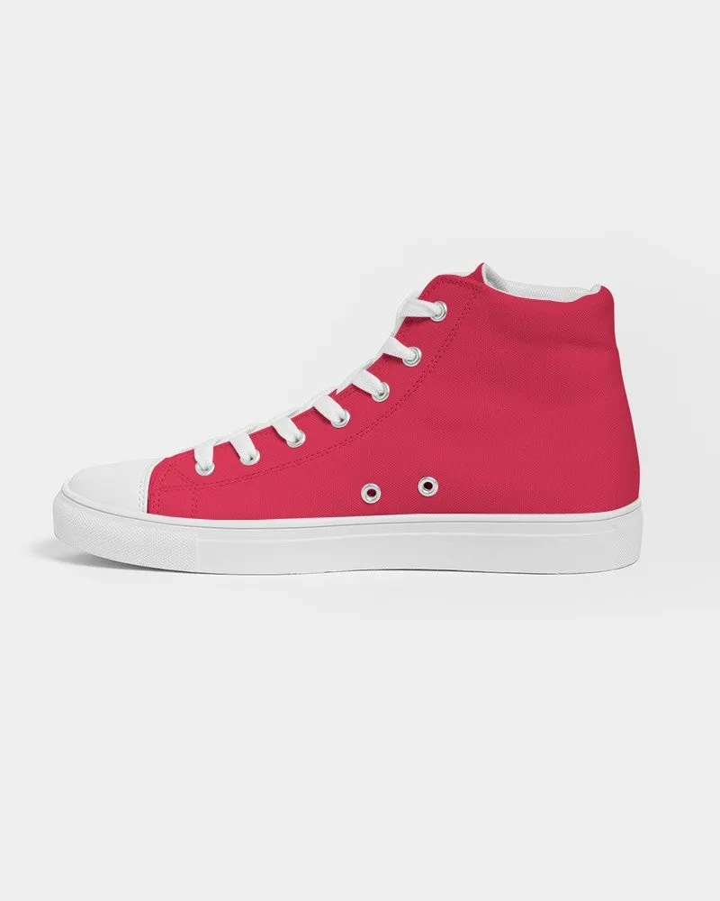 Bright Pink Red Women's High-top Canvas Sneakers | Women's | Bright Pure Pink Red | C0M100Y75K0