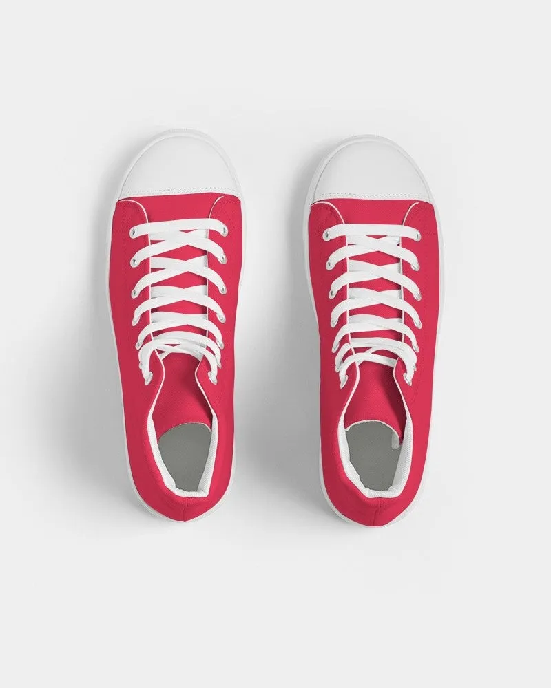 Bright Pink Red Women's High-top Canvas Sneakers | Women's | Bright Pure Pink Red | C0M100Y75K0