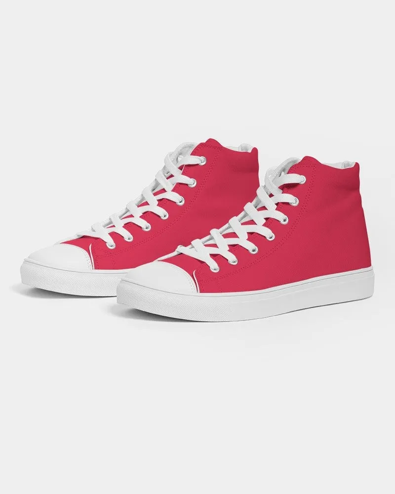 Bright Pink Red Women's High-top Canvas Sneakers | Women's | Bright Pure Pink Red | C0M100Y75K0