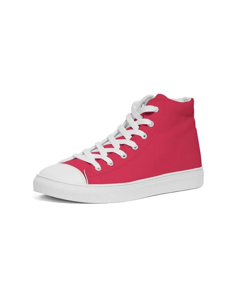 Bright Pink Red Women's High-top Canvas Sneakers | Women's | Bright Pure Pink Red | C0M100Y75K0
