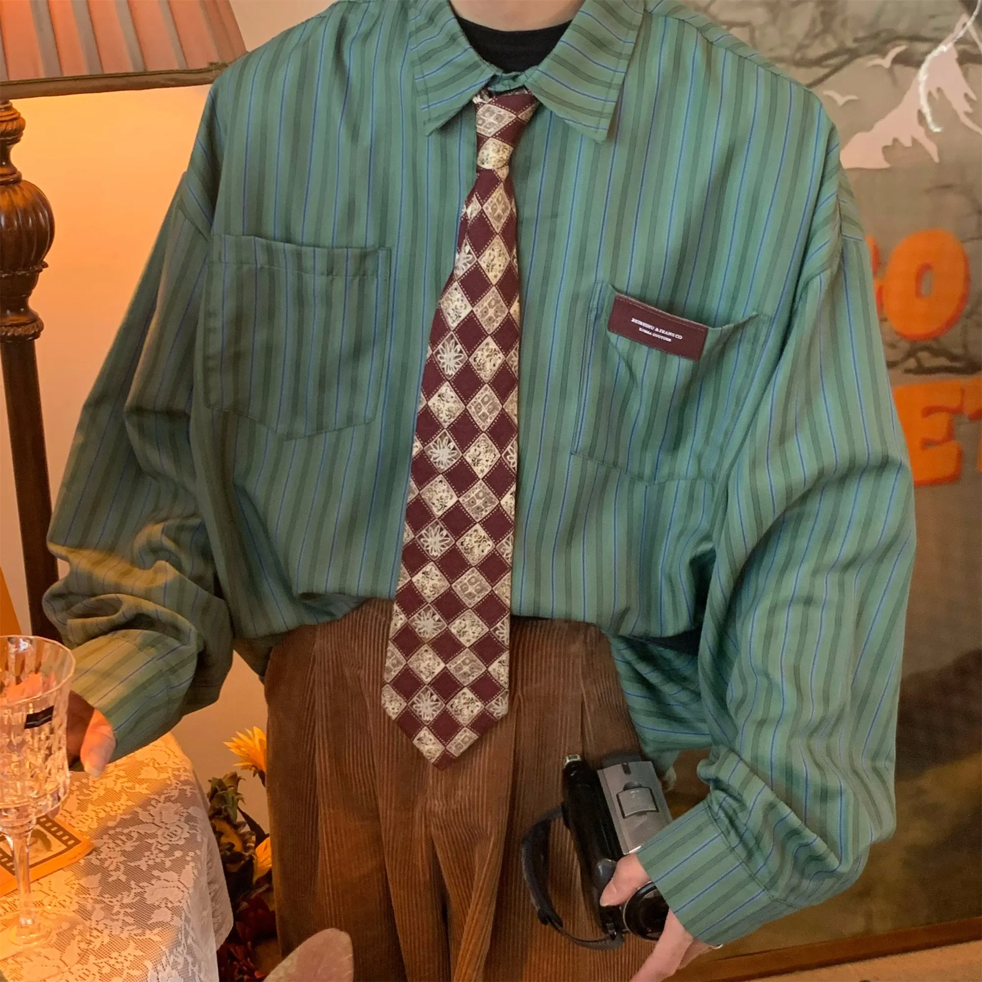 Business Casual Striped Button-Up Shirt