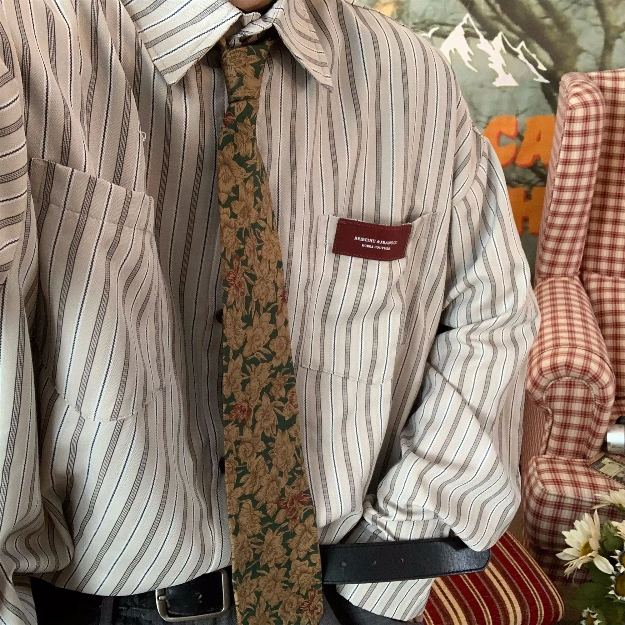 Business Casual Striped Button-Up Shirt