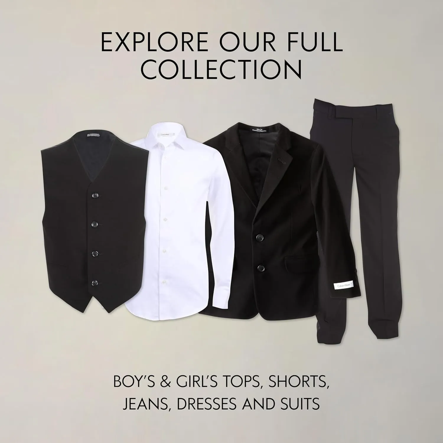 Calvin Klein Boys' Long Sleeve Buttoned Cuffs & Shirttail Hem Sateen Dress Shirt