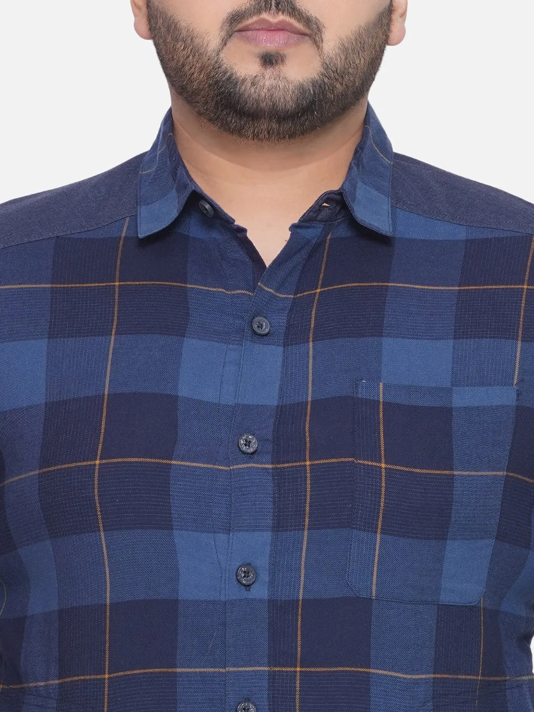 Carhartt - plus size men's regular fit Blue checked full sleeve casual shirt