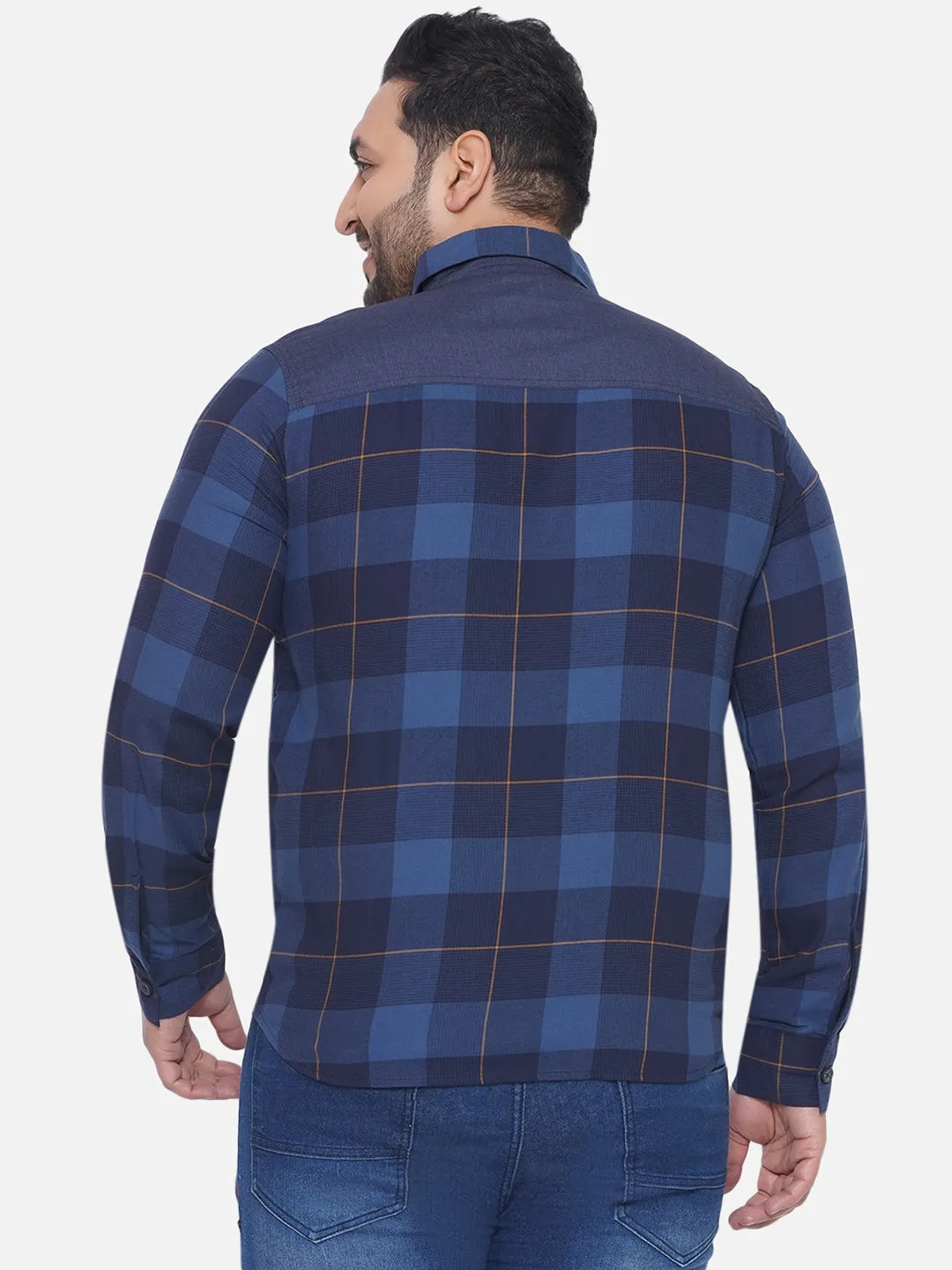 Carhartt - plus size men's regular fit Blue checked full sleeve casual shirt