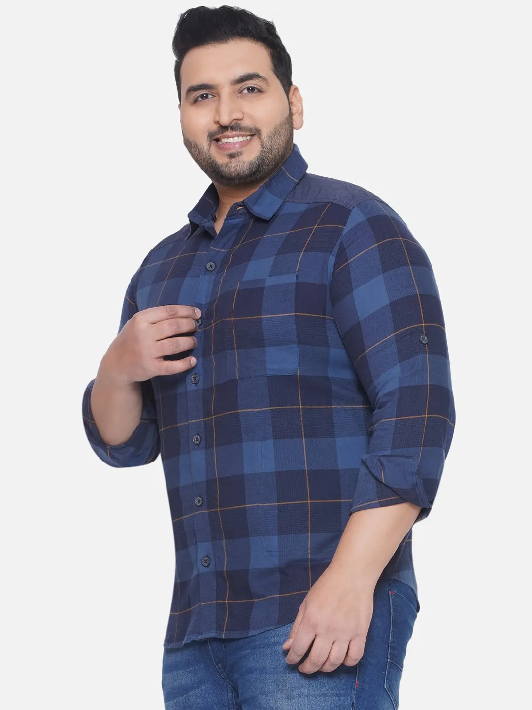 Carhartt - plus size men's regular fit Blue checked full sleeve casual shirt