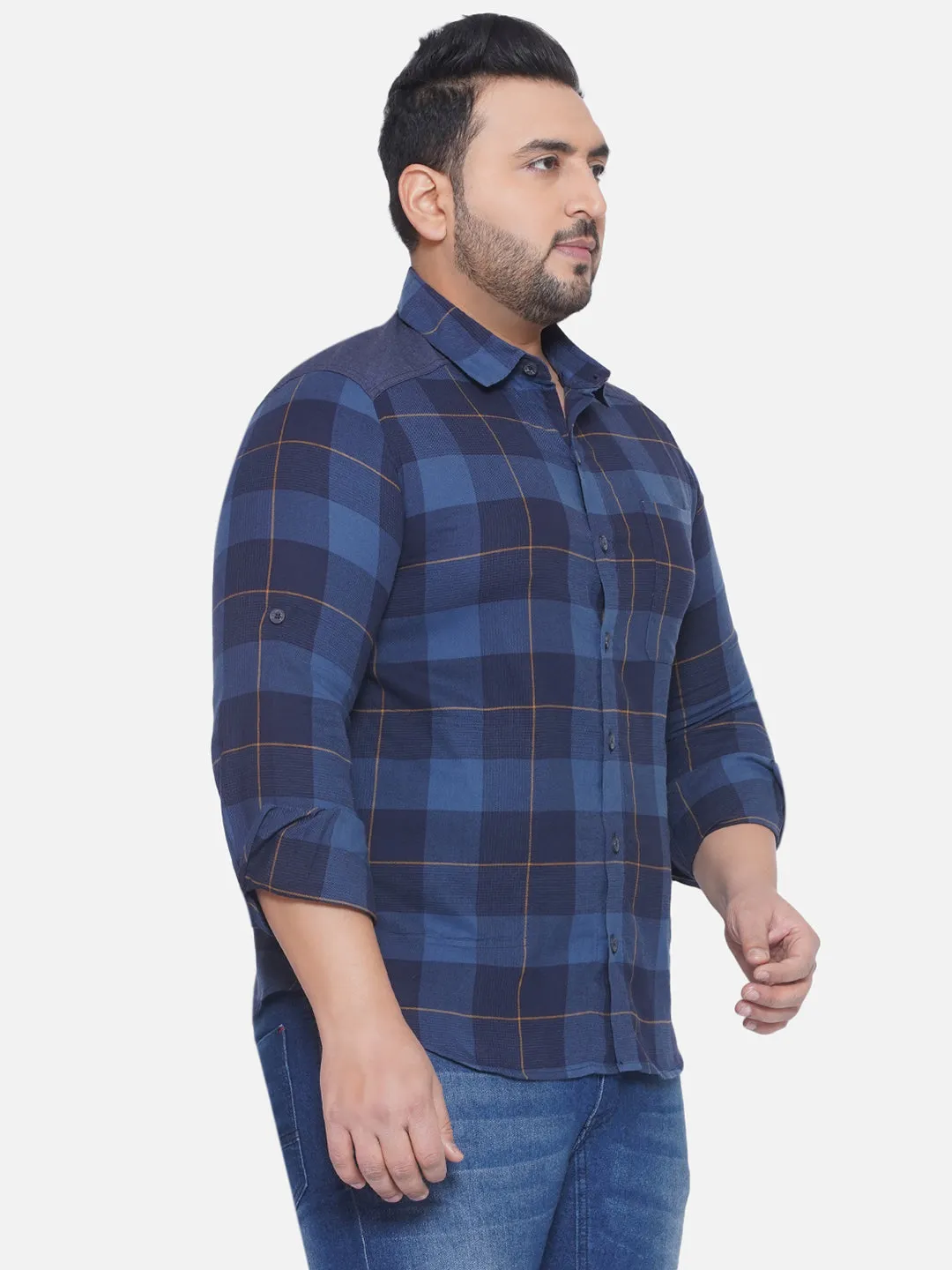 Carhartt - plus size men's regular fit Blue checked full sleeve casual shirt