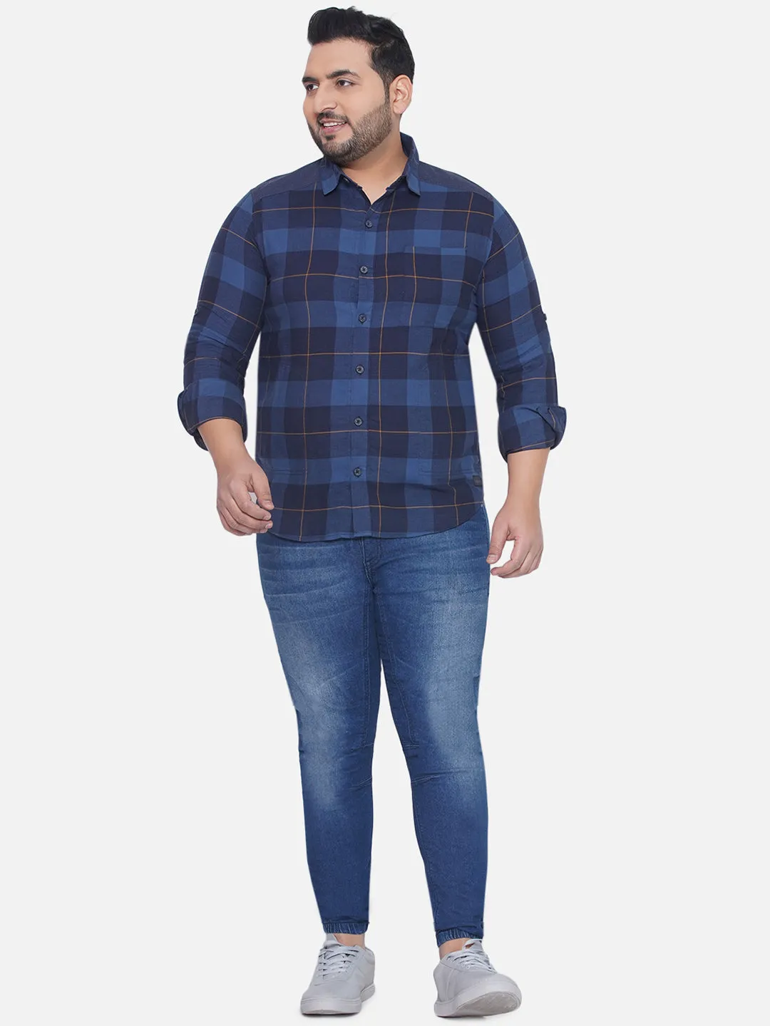 Carhartt - plus size men's regular fit Blue checked full sleeve casual shirt