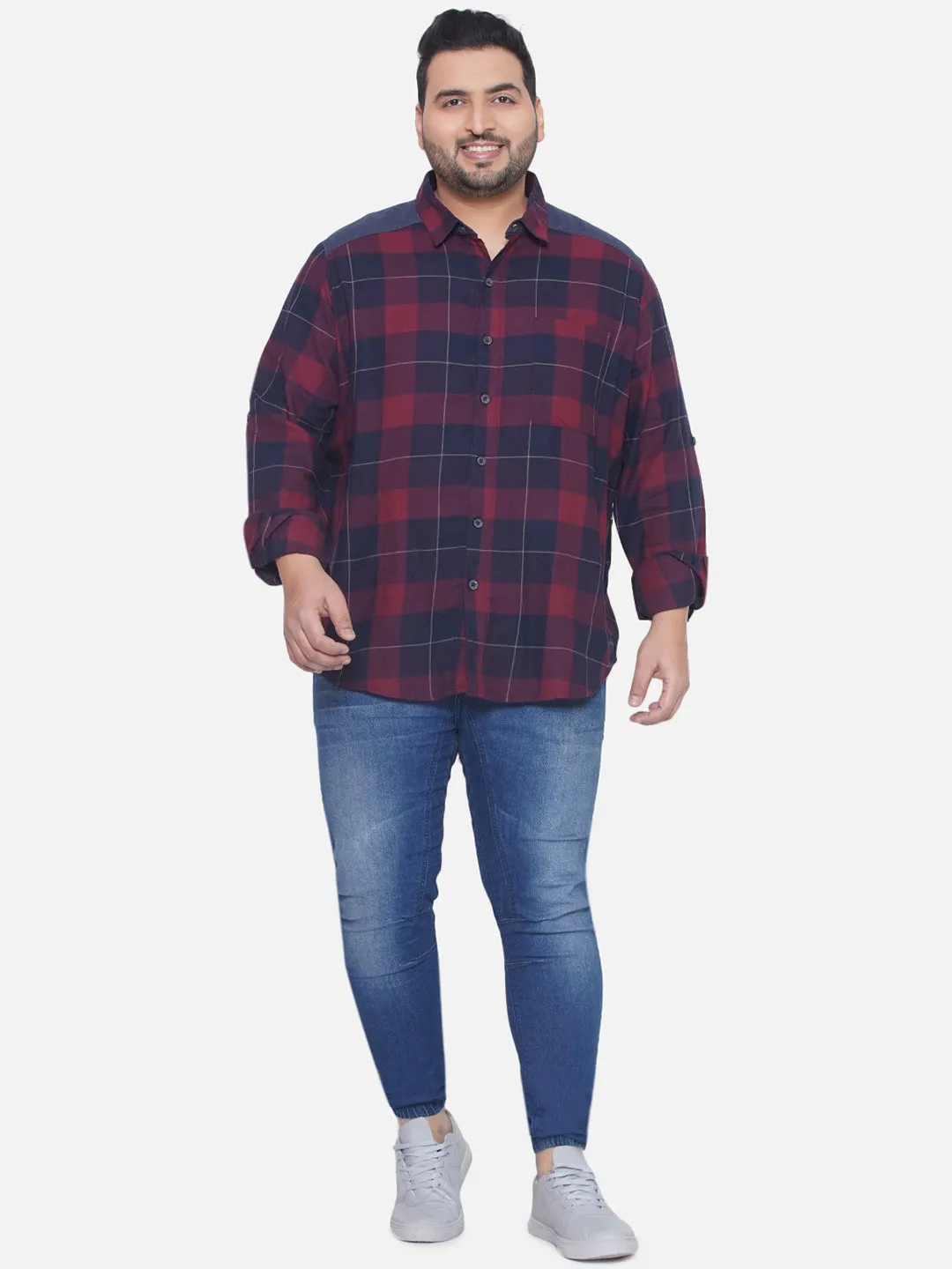 Carhartt - Plus Size Men's Regular Fit Maroon & Black Checked Full Sleeve Casual Shirt