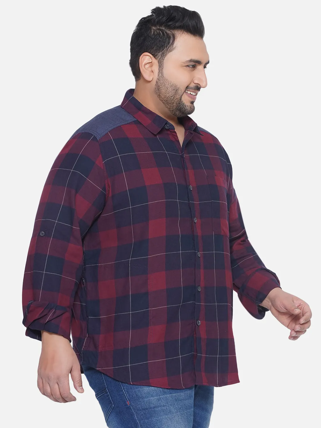 Carhartt - Plus Size Men's Regular Fit Maroon & Black Checked Full Sleeve Casual Shirt