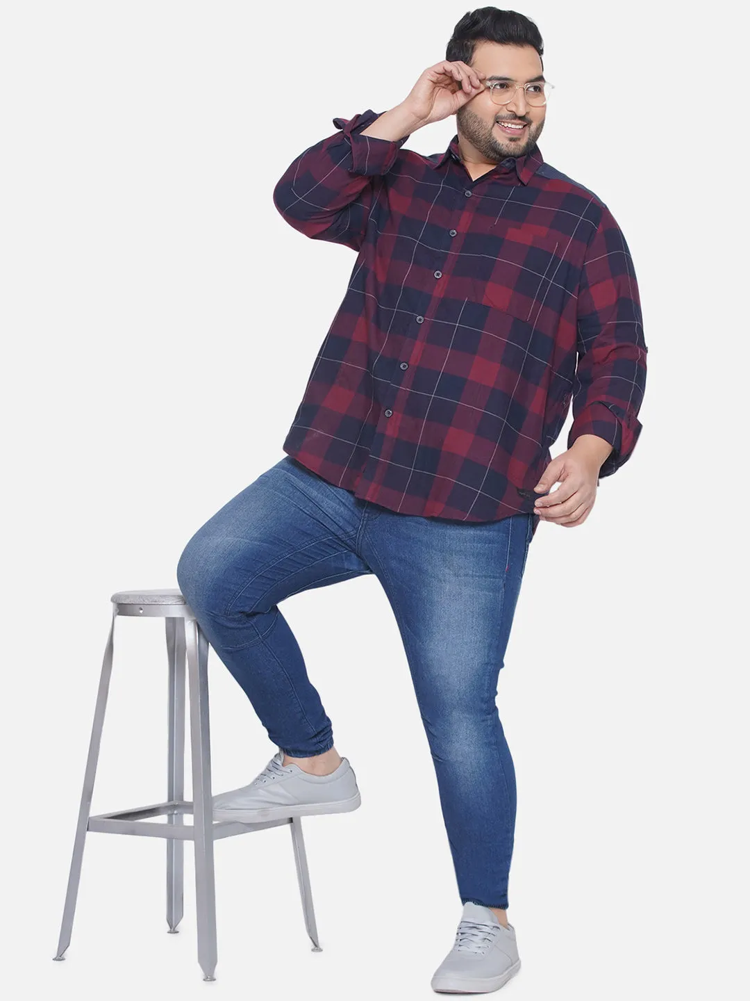 Carhartt - Plus Size Men's Regular Fit Maroon & Black Checked Full Sleeve Casual Shirt