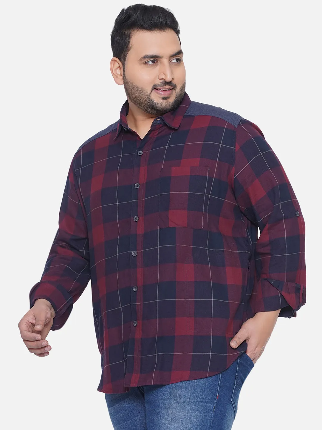 Carhartt - Plus Size Men's Regular Fit Maroon & Black Checked Full Sleeve Casual Shirt