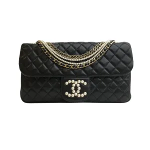 Chanel Westminster Pearl Flap Medium Black Lambskin LGHW