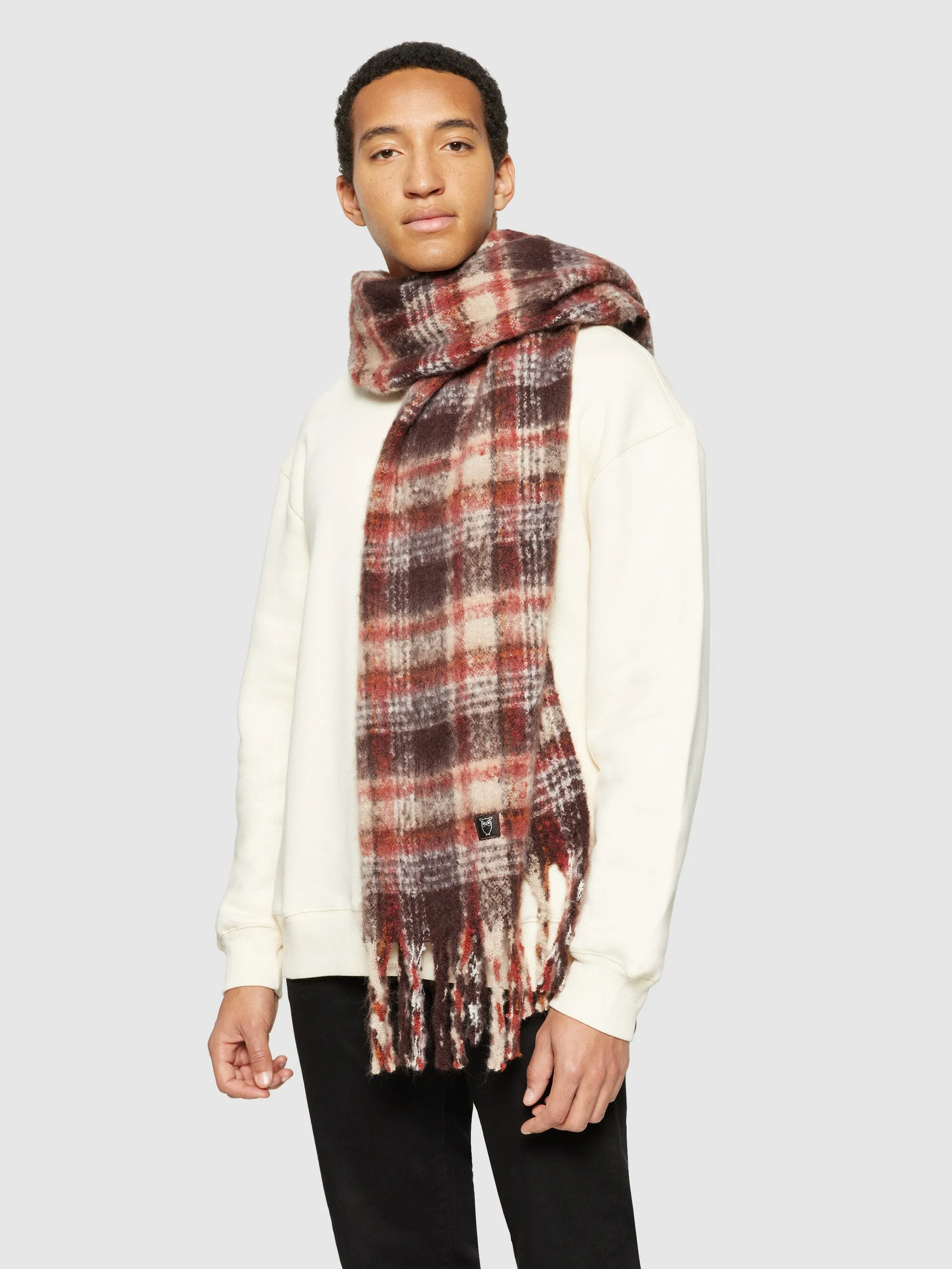 Checked scarf - GRS/Vegan - Brown check