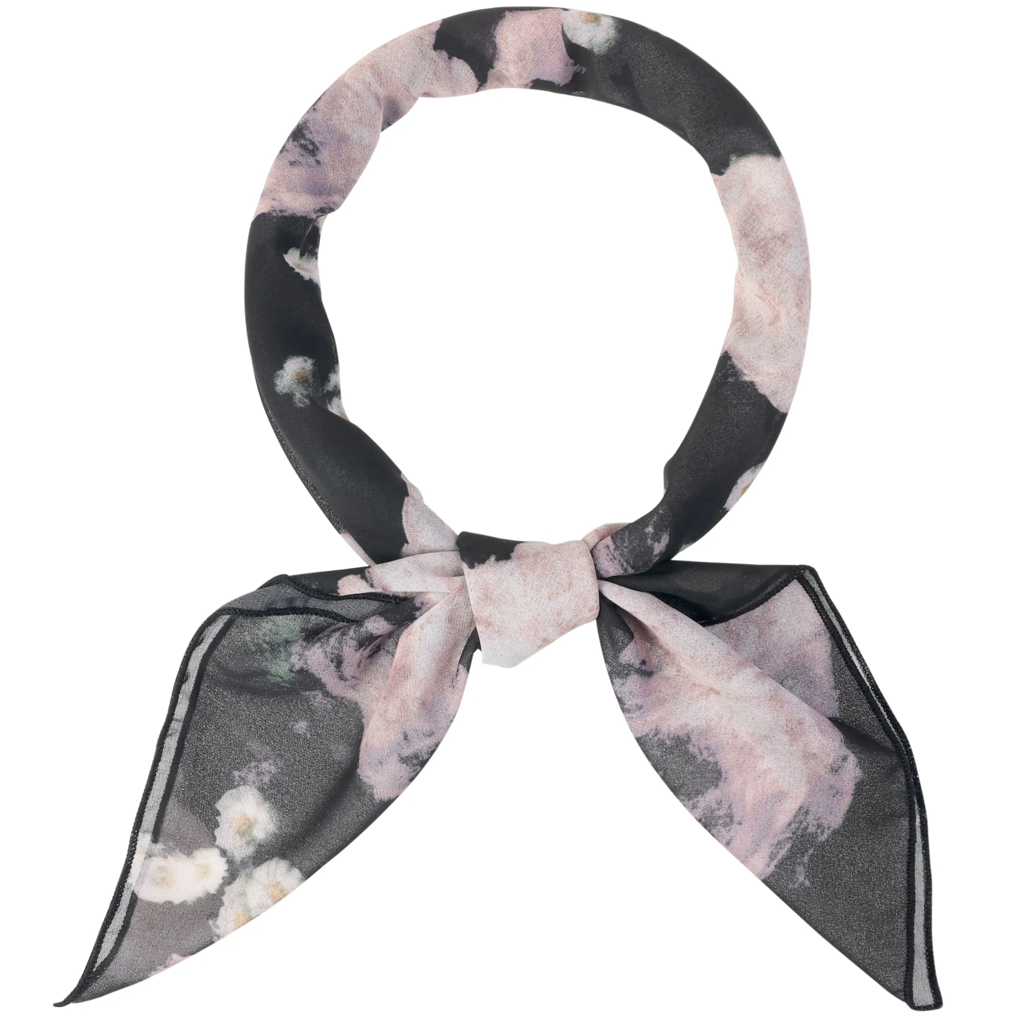 Chiffon Floral Print Square Kerchief Neck Scarf Neckerchief
