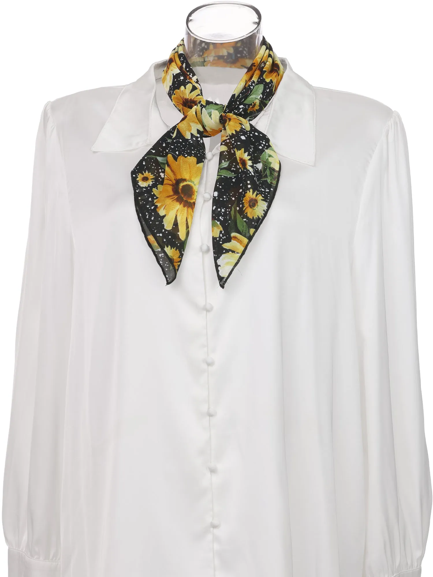 Chiffon Floral Print Square Kerchief Neck Scarf Neckerchief