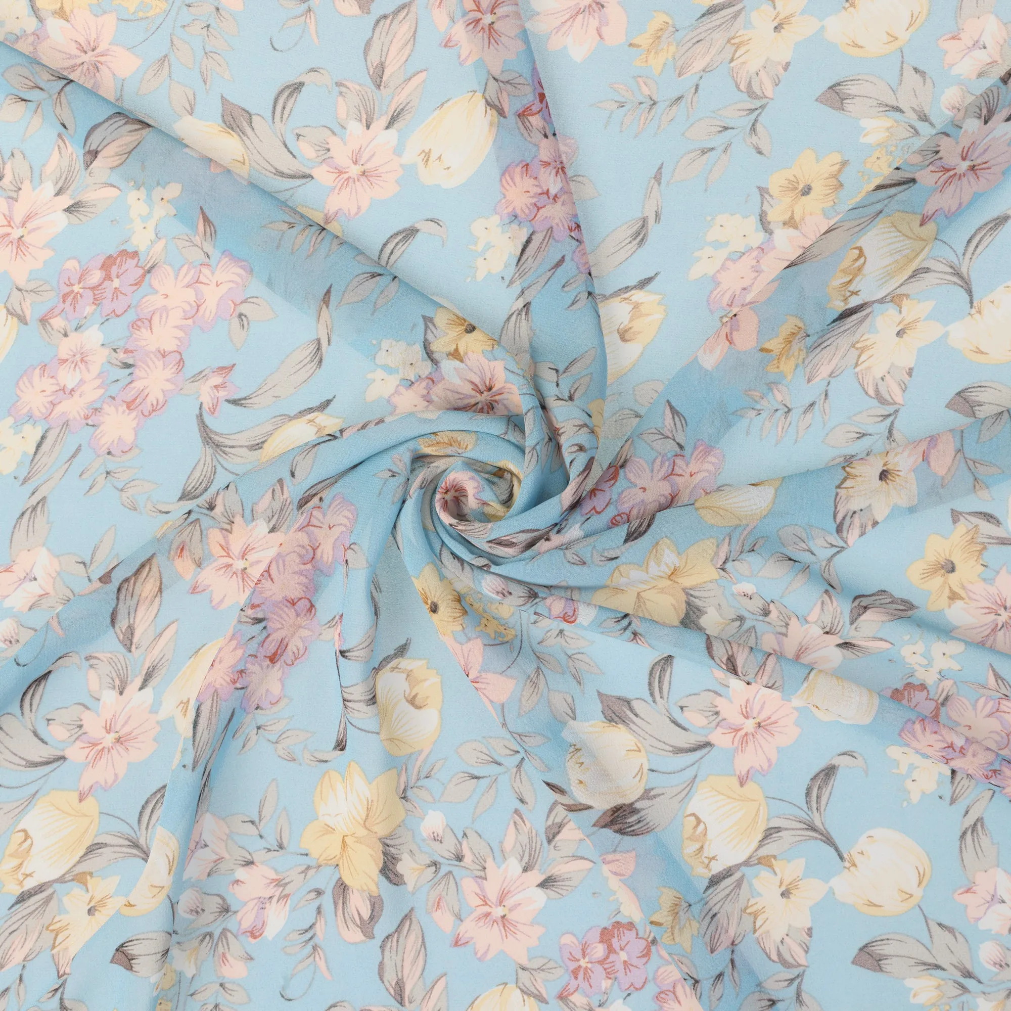 Chiffon Floral Print Square Kerchief Neck Scarf Neckerchief
