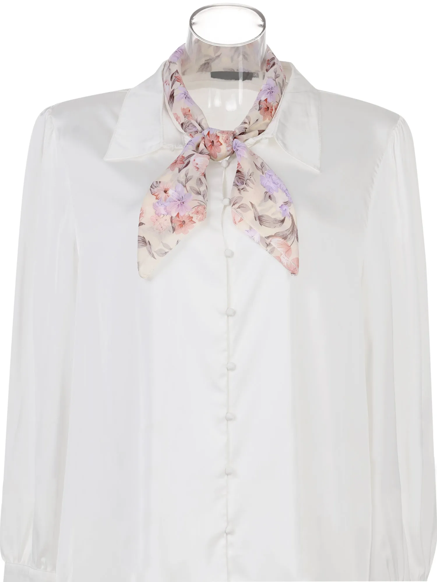 Chiffon Floral Print Square Kerchief Neck Scarf Neckerchief